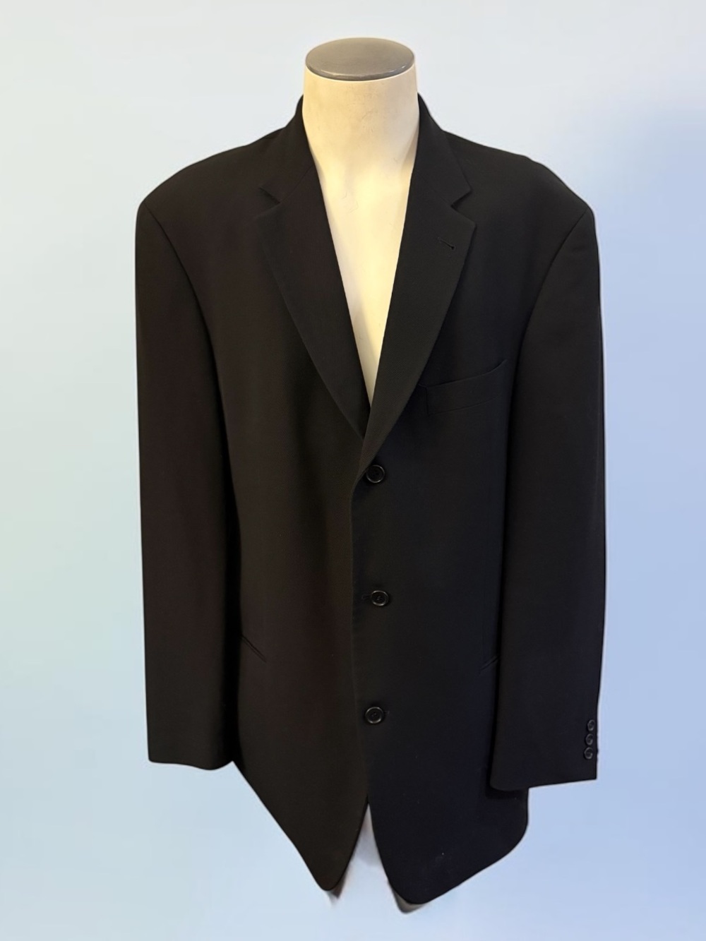 HUGO BOSS Classic 3 Button Single Breasted Black Wool Sport Coat Size 46L